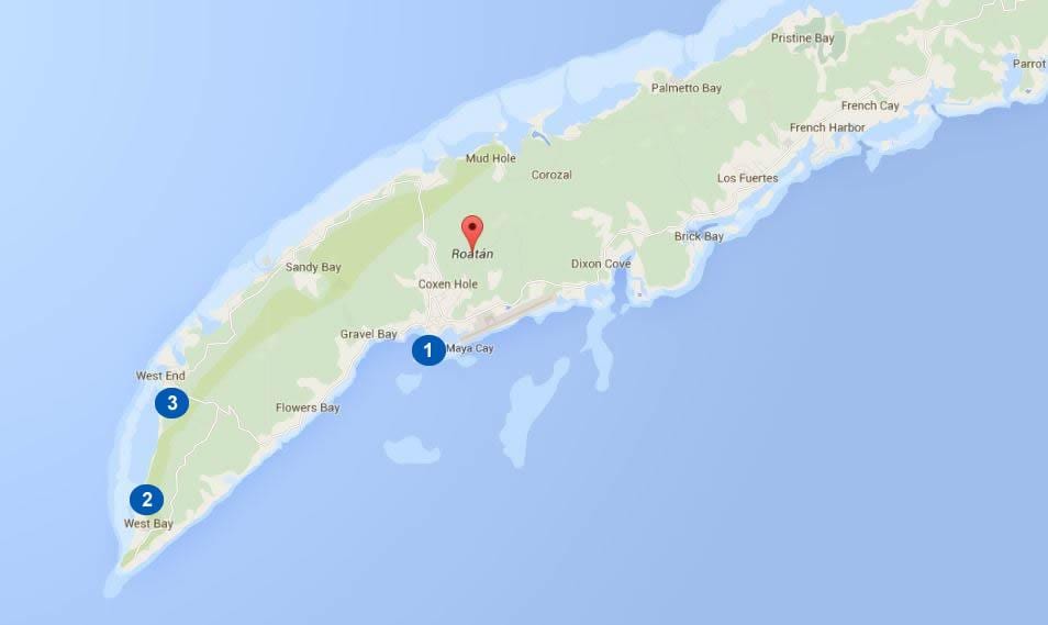 نقشه از هندوراس و roatan