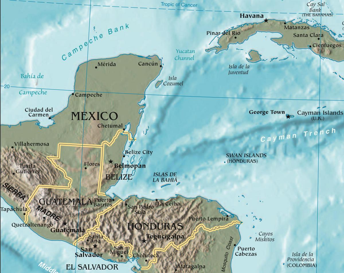 نقشه از خلیج هندوراس