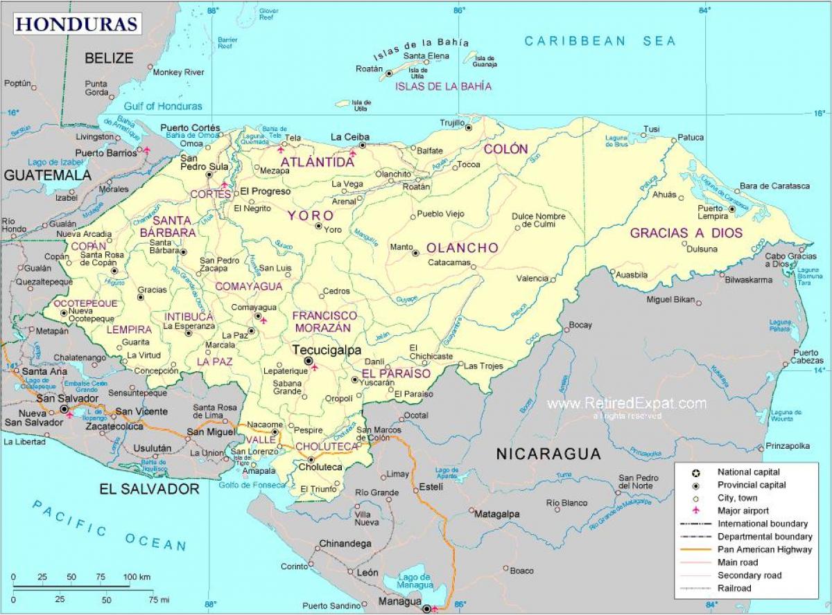 نقشه از نقشه سیاسی هندوراس