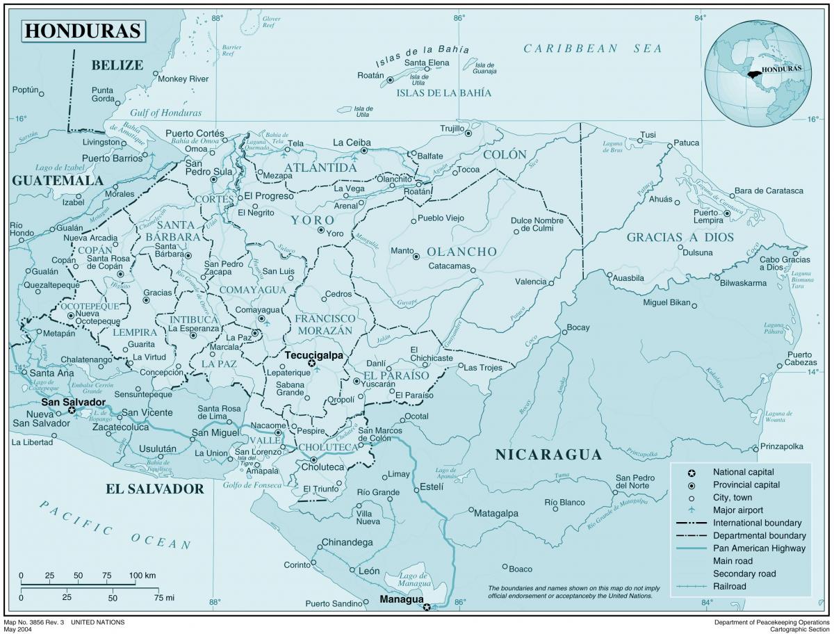 نقشه از نقشه فیزیکی هندوراس