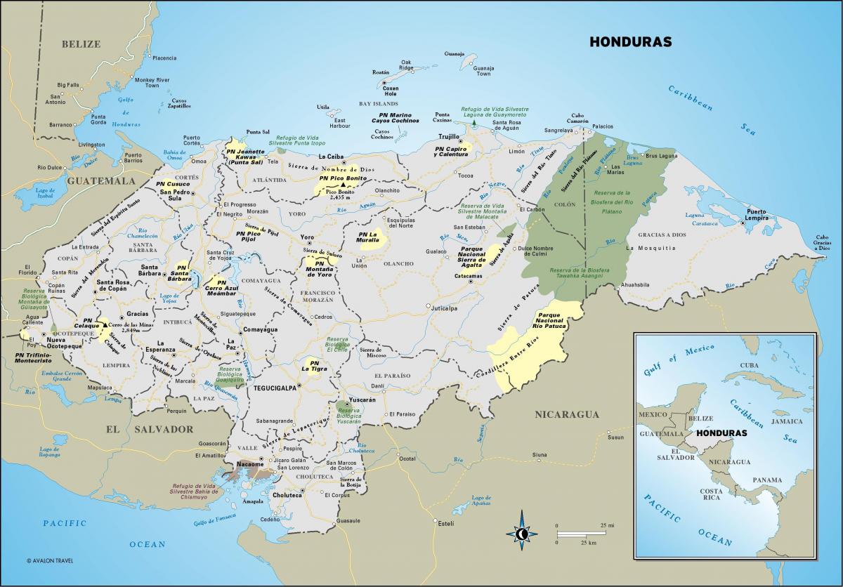 یک نقشه از هندوراس 