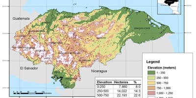 نقشه از هندوراس ارتفاع