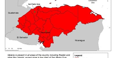نقشه از هندوراس مالاریا